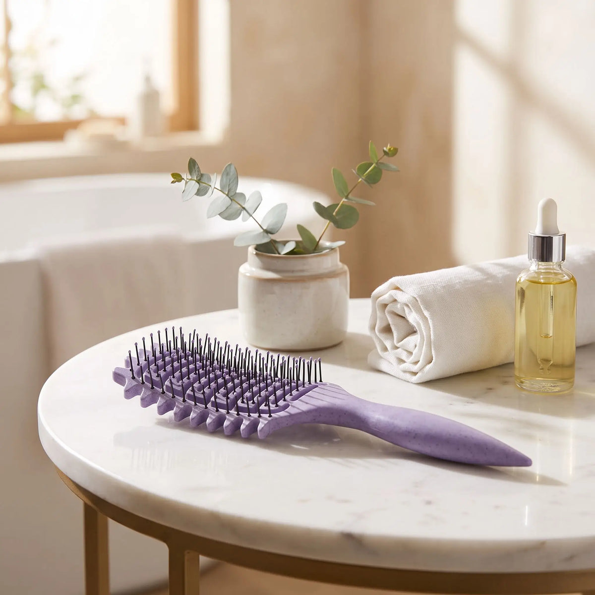 Brosse cheveux bouclés violet