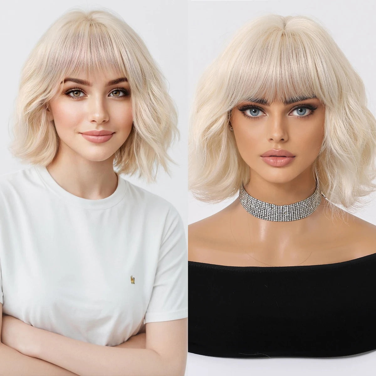 Perruque blond platine