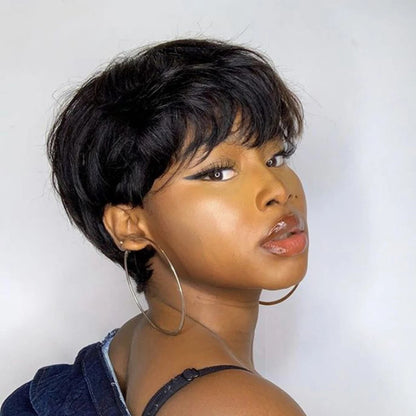 Perruque cheveux naturels noir élégante