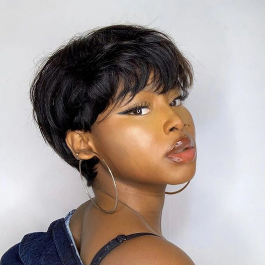 Perruque cheveux naturels noir élégante