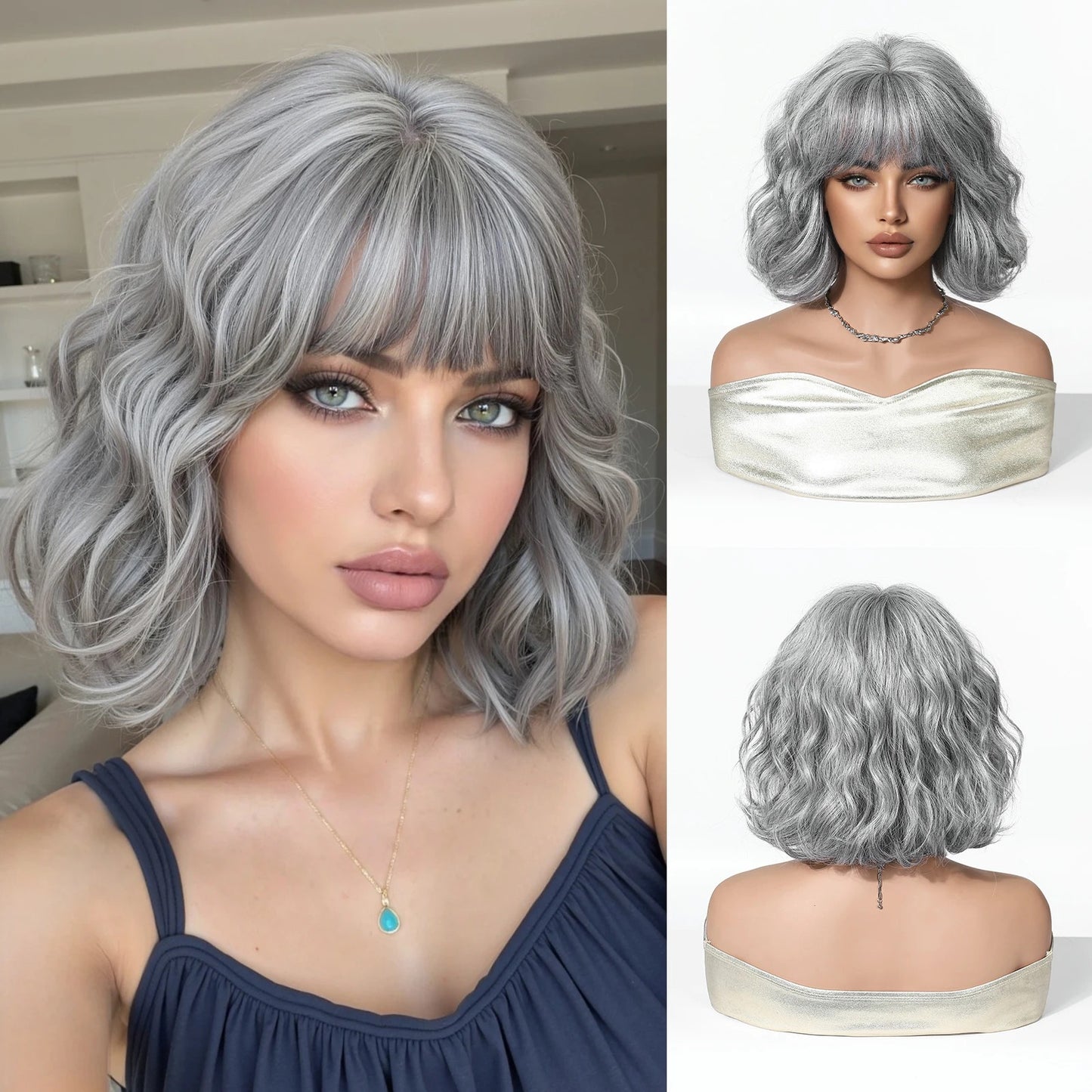 Perruque gris argenté