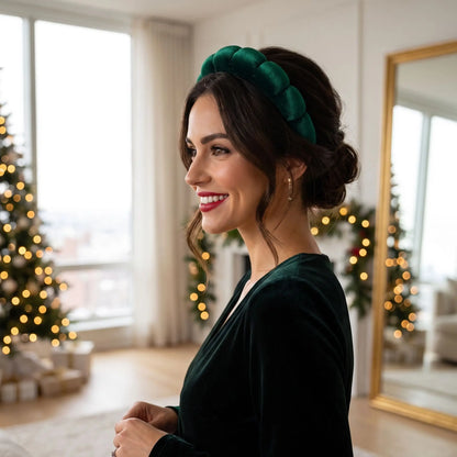 Serre tête femme vert foncé noël