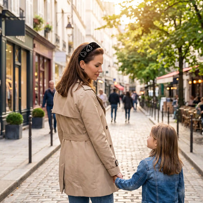 Serre tête noir maman et fille se promènent