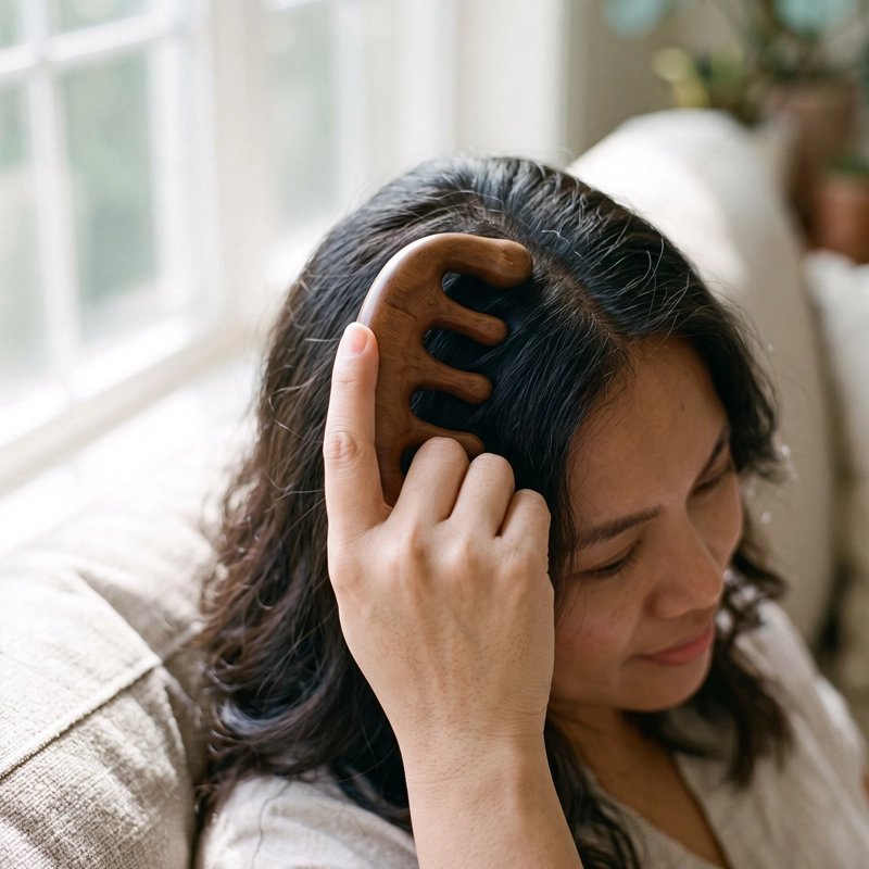 Brosse massage cuir chevelu​- facile à tenir